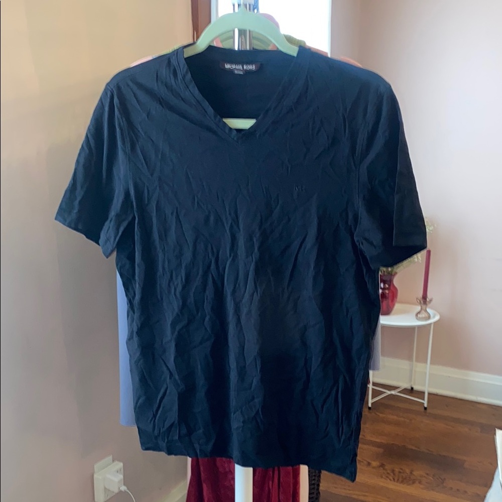 Michael Kors Men's Dark Blue V-Neck Tee